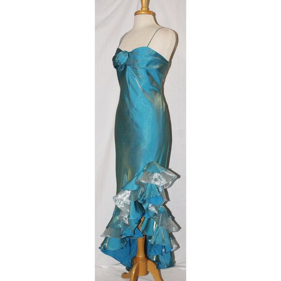 NWOT Poly USA #2504 Vintage Taffeta Evening Dress-Size 2X-TURQUOISE-NEW - Picture 3 of 5